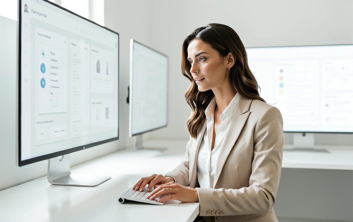 Profissional moderna analisando dados